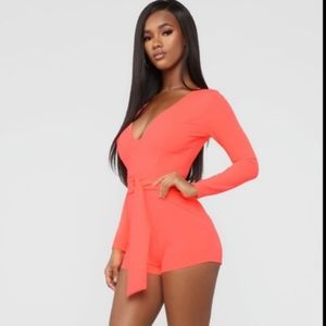 NWOT Sexy Fashion Nova Orange Romper Sz Small